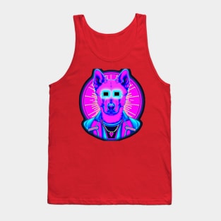 Akbash Vintage Retro Cyberpunk Dog Illustration Tank Top